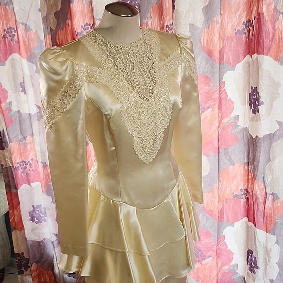 Vintage Jessica McClintock Cream Satin/Silk Wedding Formal Dress Size Small - Picture 6 of 17